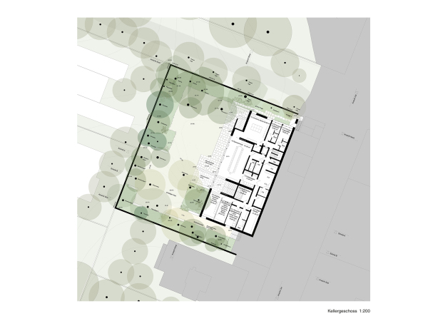 Anerkennung: Bundschuh Architekten und 100 Landschaftsarchitektur, Grundriss Kellergeschoss