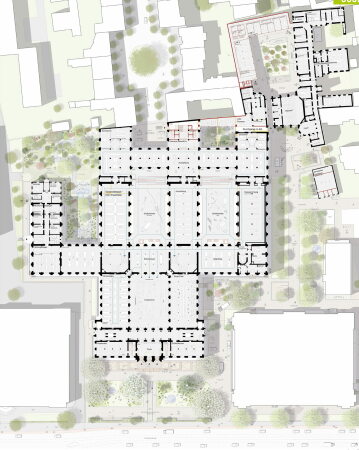 3. Preis: allmannwappner (M�nchen) mit Rabe landschaften (Hamburg). Grundriss Erdgeschoss