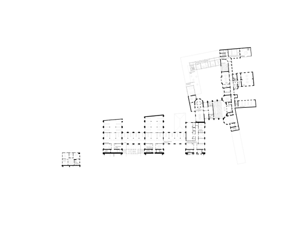 2. Preis: Staab Architekten mit Levin Monsigny Landschaftsarchitekten (beide Berlin). Grundriss 1. Zwischengeschoss