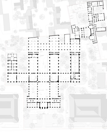 2. Preis: Staab Architekten mit Levin Monsigny Landschaftsarchitekten (beide Berlin). Grundriss Erdgeschoss