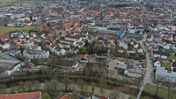 Drohnenfoto Bestand Bauhof fr das Qartier der Generationen in Schorndorf