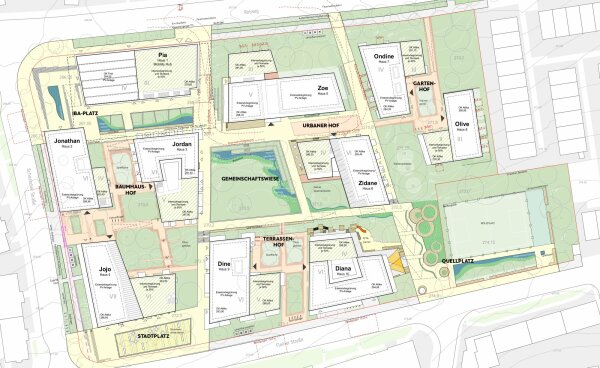 Lageplan (mit Bezeichnungen der Baukrper und Pltze)