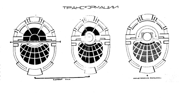 Gebrder Wesnin (SASS): Wettbewerbsentwurf zu einem Theater fr musikalische Massendarbietungen, Charkiw (19301931)