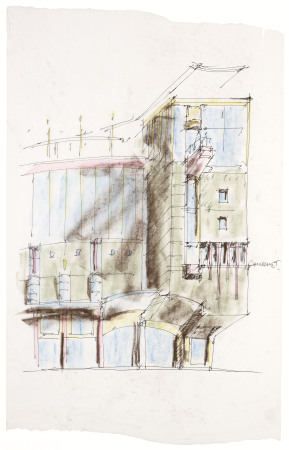 Hans Hollein: Haas-Haus, Wien, 19851990, Skizze Erkervariante, Archiv Hans Hollein, Az W und MAK, Wien