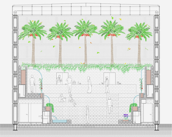 baukuh: Bahrain Pavillon, Milano EXPO, Mailand, Italien, 2014, Querschnitt