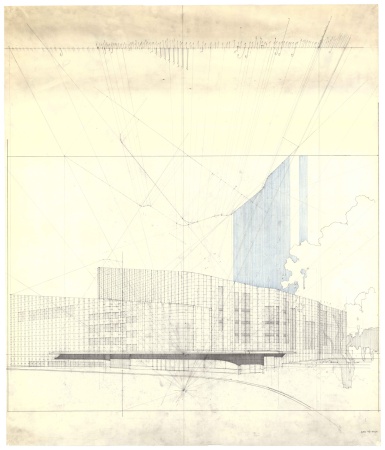 Oper und Musiktheater, Essen, 1959; 1961-1988 Bleistift und Farbstift auf Transparentpapier, 106,2 x 90,2 cm