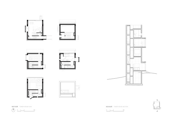 Grundrisse und Schnitt Wohnturm