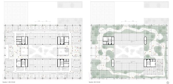 2. Preis: gmp Architekten von Gerkan  Marg und Partner (Hamburg); 2. Obergeschoss und Dachgeschoss