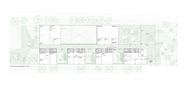 2. Preis: AFF Architekten (Berlin) mit Landschafts-Architektur Birgit Hammer (Berlin). Grundriss Erdgeschoss