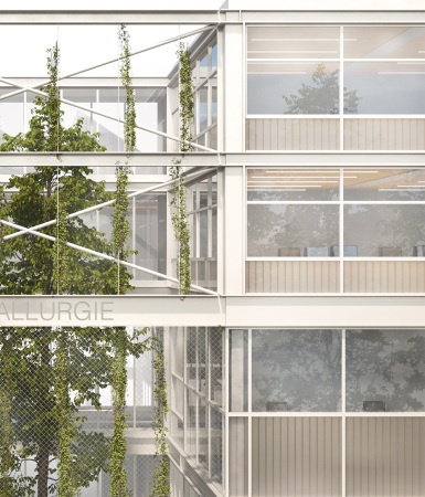 2. Preis: AFF Architekten (Berlin) mit Landschafts-Architektur Birgit Hammer (Berlin). Fassadendetail