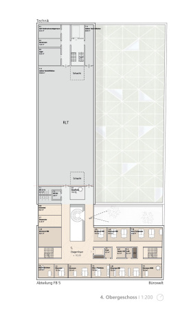 3. Preis: Nickl & Partner (Mnchen) mit Rainer Schmidt Landschaftsarchitekten und Stadtplaner (Mnchen). Grundriss 4. Obergeschoss