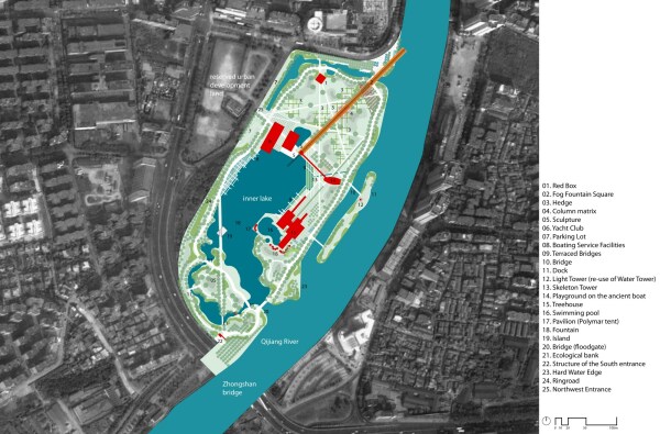 Plan des Zhongshan Shipyard Parks in der Provinz Guandong, China, 2011