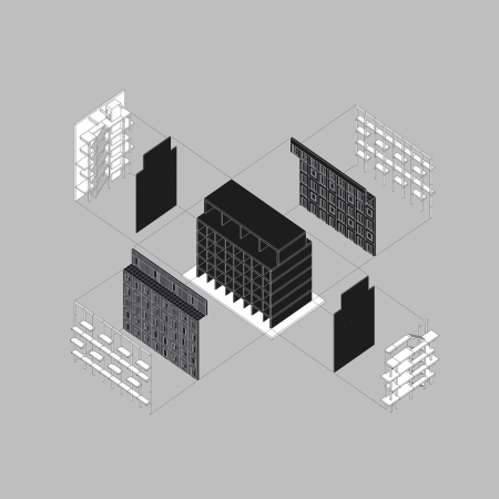 Gartenhaus: Explosionszeichnung der Bauelemente