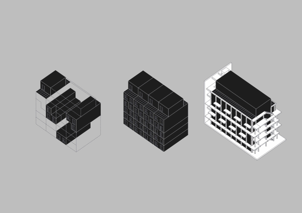 Gartenhaus: Verschachtelung der Wohneinheiten