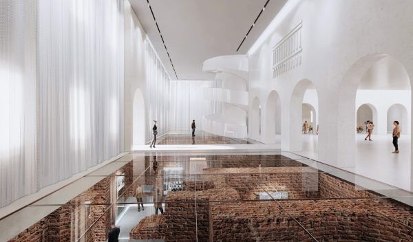 2. Platz: FS&P Arcus mit Krzysztof Ingarden und Jacek Ewy, Eingangshalle ber den archologischen Ausgrabungen