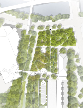 Anerkennung: ARGE Kirchberger & Wiegner Rohde (Berlin) und Morris+Company (London) mit Haptic Architects (London) und Hutchinson & Partners (Berlin) mit Landschaft planen + bauen NRW (Dortmund)  Lageplan