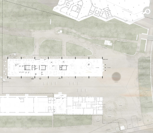 1. Preis: Innauer Matt Architekten (Bezau) mit Andreas Geser Landschaftsarchitekten (Zrich)  Grundriss Erdgeschoss