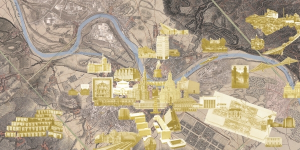 Dresden  simultane Stadt. Eine Collage von Monumenten, Strukturtypen, historischen Spuren und topografischen Bezgen