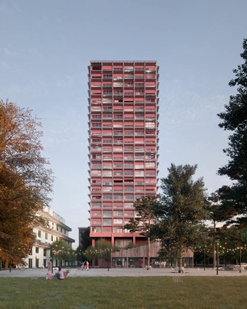 Anerkennung (Europa:  Hochhaus H1 Zwhatt-Areal in Regensdorf (Schweiz) von Boltshauser Architekten