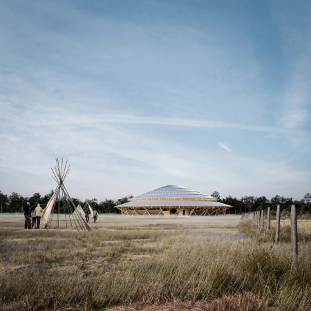 Anerkennung (Nordamerika):  Muscowpetung Powwow Arbour, Muscowpetung Saulteaux Nation (Kanada) von Oxbow Architecture und Richard Kroeker