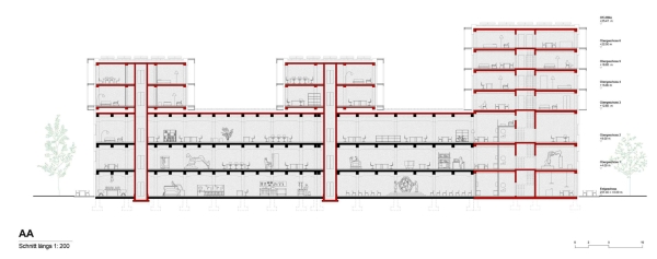 1. Rang: FAR frohn&rojas Planungsgesellschaft mit B+G Ingenieure Bollinger und Grohmann (Fachplanung Energiekonzept und Tragewerksplanung) und Dirk Hebel (Fachplanung Rezykliergerechtes Bauen); Schnitt