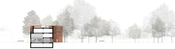 Anerkennung: Max Dudler (Berlin) mit boye und bode (Berlin), Schnitt