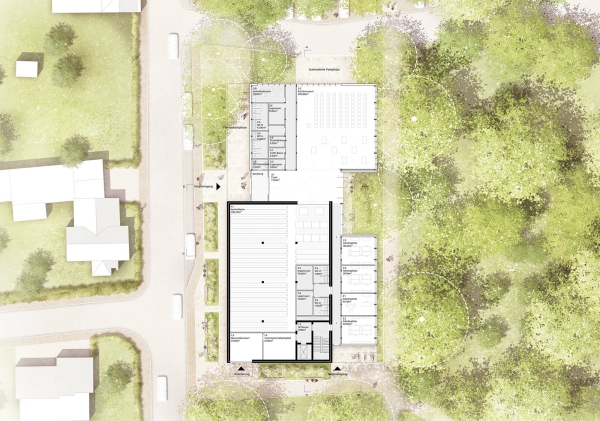 1. Preis: Riehle Koeth (Stuttgart) mit Kraft.Raum (Dsseldorf), Grundriss Erdgeschoss