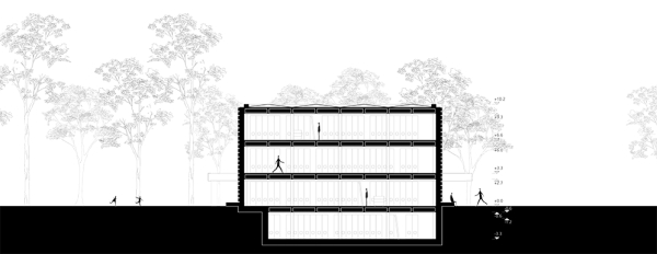 2. Preis: Nieto Sobejano Architectos (Berlin) mit La.BAR Landschaftsarchitekten (Berlin), Schnitt