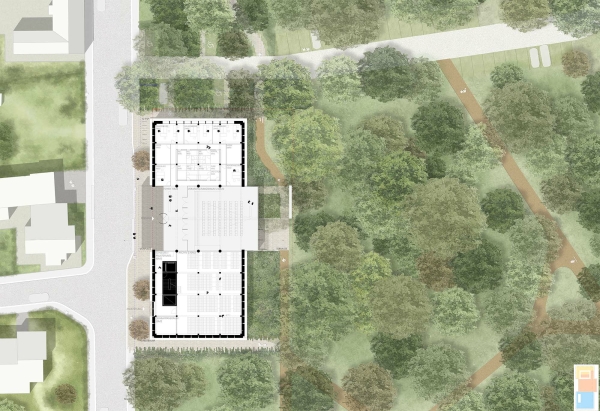 2. Preis: Nieto Sobejano Architectos (Berlin) mit La.BAR Landschaftsarchitekten (Berlin), Grundriss Erdgeschoss