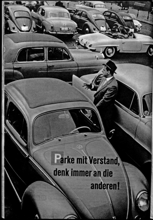 Parke mit Verstand, denk immer an die anderen! (ADAC Motorwelt, Heft 6, 1958)
