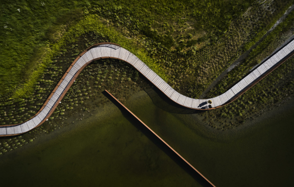 Der Regenwasserretentionsteich von White Arkitekter in Uppsala beugt berschwemmungen vor.