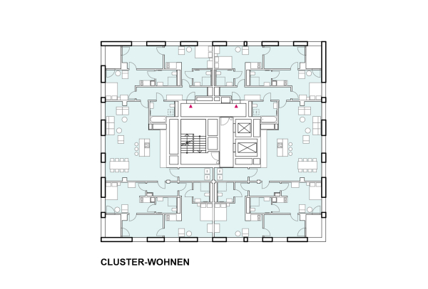 Grundriss Clusterwohnen im Wohnturm