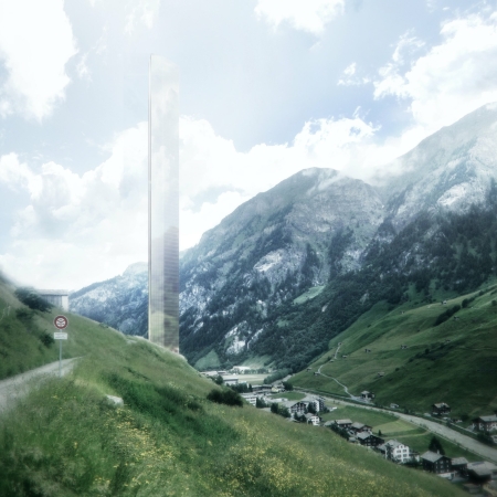Nie gebaut: der Hotelturm von Morphosis in Vals, 201417