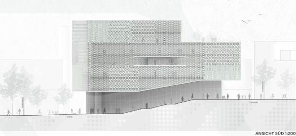 1. Preis: baurmann.d�rr Architekten (Karlsruhe) mit BHM Planungsgesellschaft (Bruchsal); Ansicht S�d