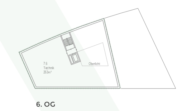 1. Preis: baurmann.d�rr Architekten (Karlsruhe) mit BHM Planungsgesellschaft (Bruchsal); Grundriss 6. OG