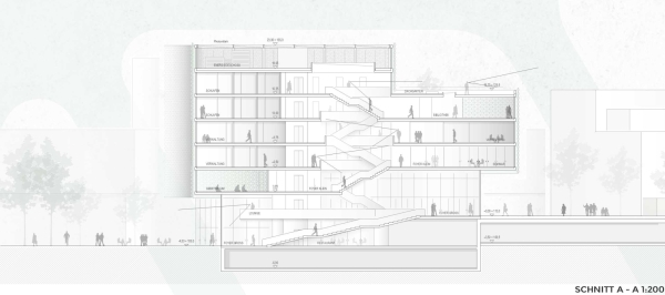 1. Preis: baurmann.d�rr Architekten (Karlsruhe) mit BHM Planungsgesellschaft (Bruchsal); Schnitt