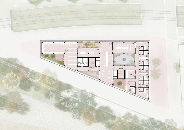 ein 4. Preis: acme (Berlin/London) mit Spacehub (London); Grundriss 6. OG