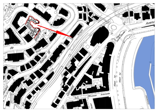 Lageplan mit Blickrichtung aufs Meer