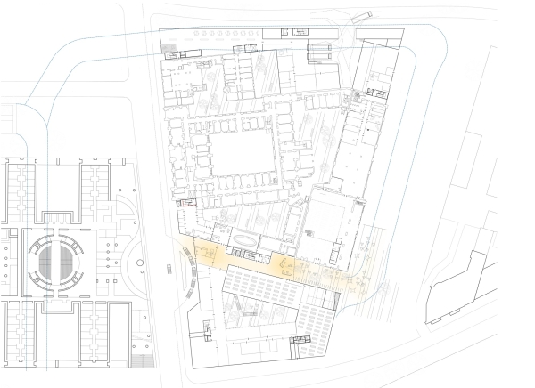 3. Preis: Behnisch Architekten (Stuttgart); Grundriss Erdgeschoss