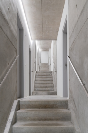 Die �Himmelsleiter� dient als Erschlie�ung und zieht sich fast �ber die gesamte L�nge des Wabenhauses.