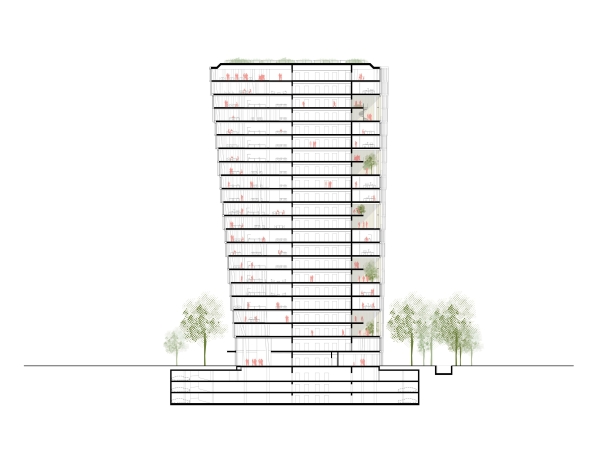 1. Preis: Sauerbruch Hutton (Berlin) mit LAND Germany Landschaftsarchitekten (Dsseldorf), Schnitt