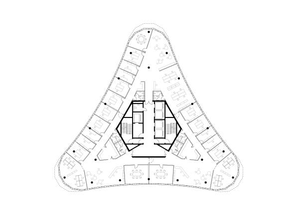 1. Preis: Sauerbruch Hutton (Berlin) mit LAND Germany Landschaftsarchitekten (Dsseldorf), Grundriss 17. Obergeschoss