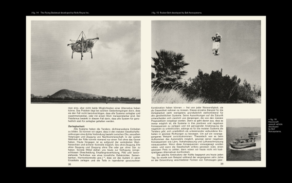 Doppelseite aus Charles Jencks’ Aufsatz „Heutige Architektur und Zeitgeist“ (archithese 2, 1971)