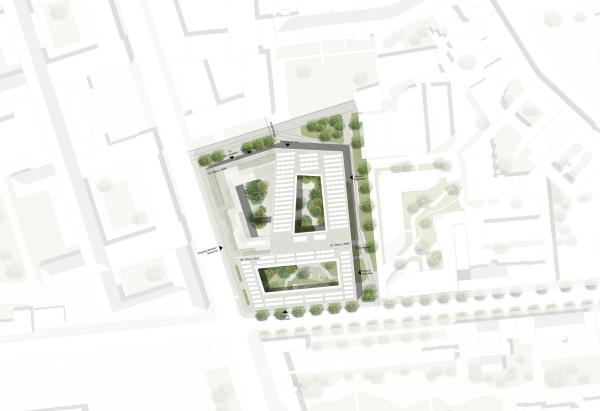 1. Preis: Franz&Sue und Schenker Salvi Weber Architekten (beide Wien); Lageplan