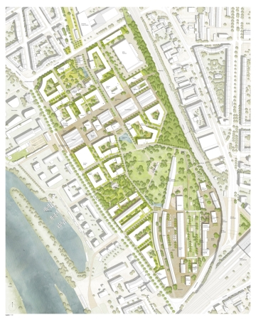3. Preis: rheinflgel severin (Dsseldorf) mit Rehwaldt Landschaftsarchitekten (Dresden); Lageplan