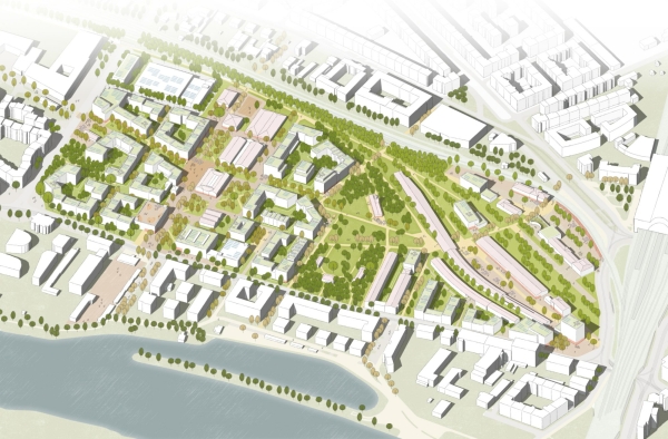 4. Preis: Machleidt (Berlin) mit UKL  Ulrich Krger Landschaftsarchitekten (Dresden); Isometrie Wettbewerbsgebiet
