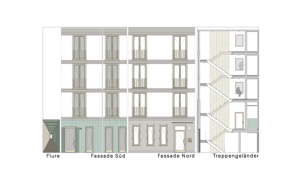 Fasssadenansichten und Schnitte