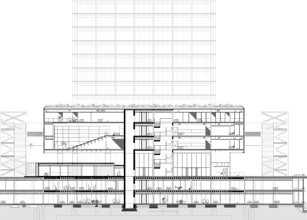 Schnitt durch Service-Center