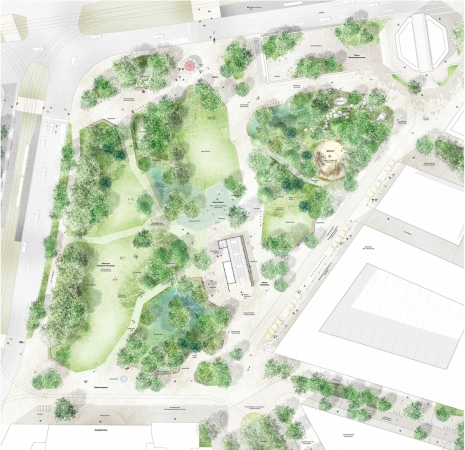 1. Preis: Atelier Loidl Landschaftsarchitekten (Berlin), Platzgestaltung
