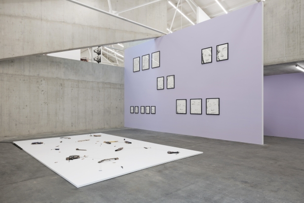 Blick in die Erffnungsausstellung Rewilding mit Werken von Naama Tsabar Melody of Certain Damage #16 2022 und Gabrielle Goliath Series Beyond Beloved